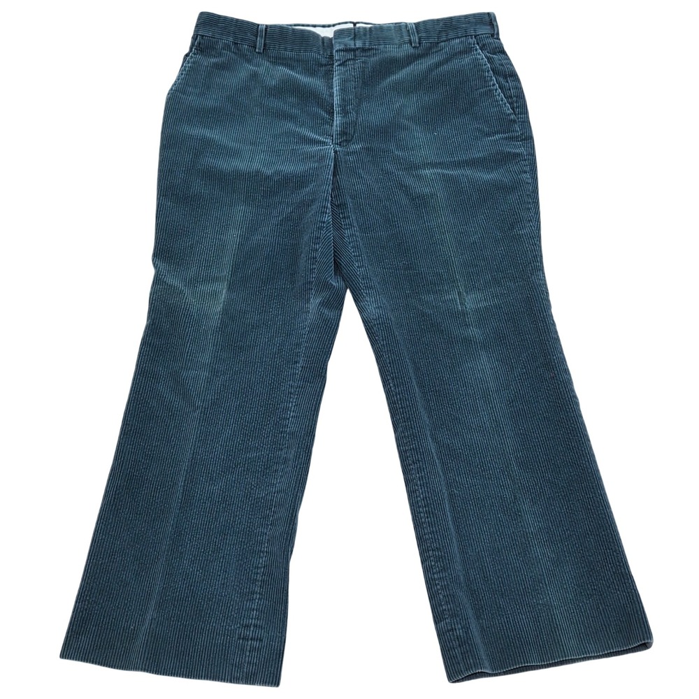 Vintage L.L.Bean Corduroy Pants Teal Straight Leg‎ USA MADE Men's 41x30